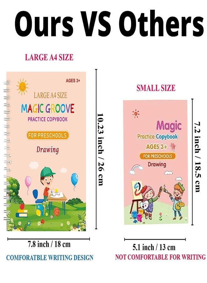 WISKA A4 Size Sank Magic Practice Copy Book for Kids Reusable Writing Exercise Book ABCD Alphabets Calligraphy Books for Beginners Practice Drawing Book for Kids - Image 2